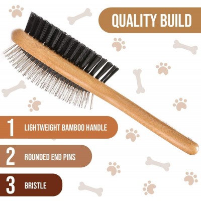 Customizable logo Premium Pet Bamboo Wood Cushion Slicker Brush for Cats & Dogs Grooming