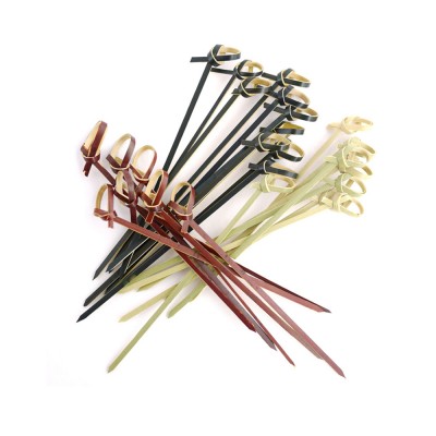 Green Bamboo Cocktail Picks Knotted Skewer 6 inch