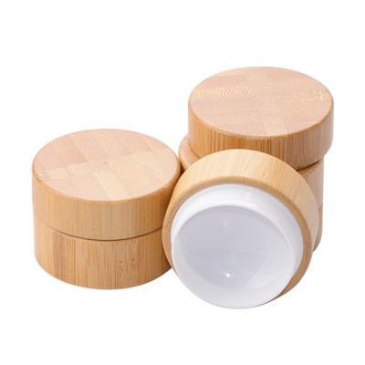 Factory wholesale bamboo cover PP / PET / glass face cream tank cosmetics jars